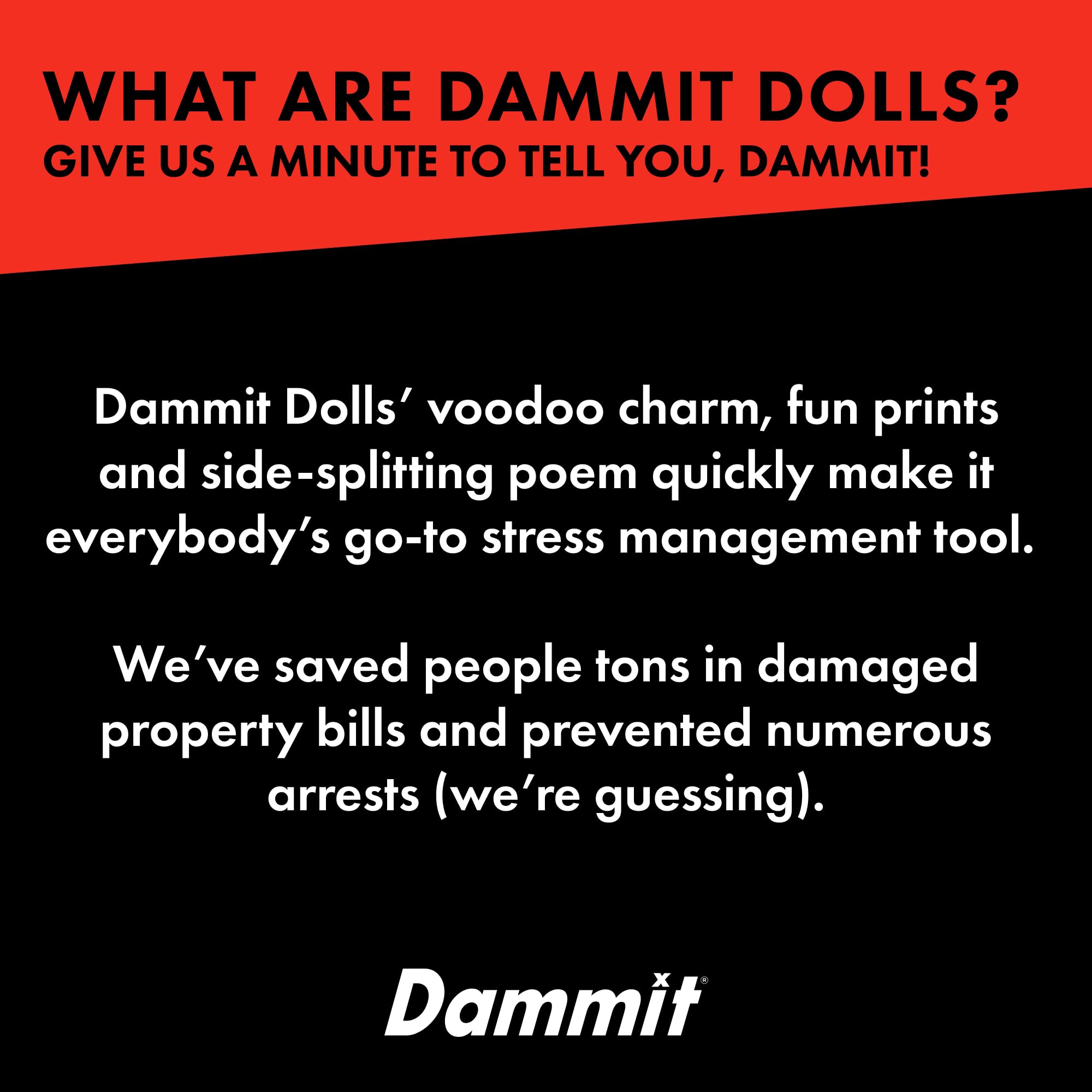 Dammit Doll 47 with red power tie for dramatic venting during busy days.