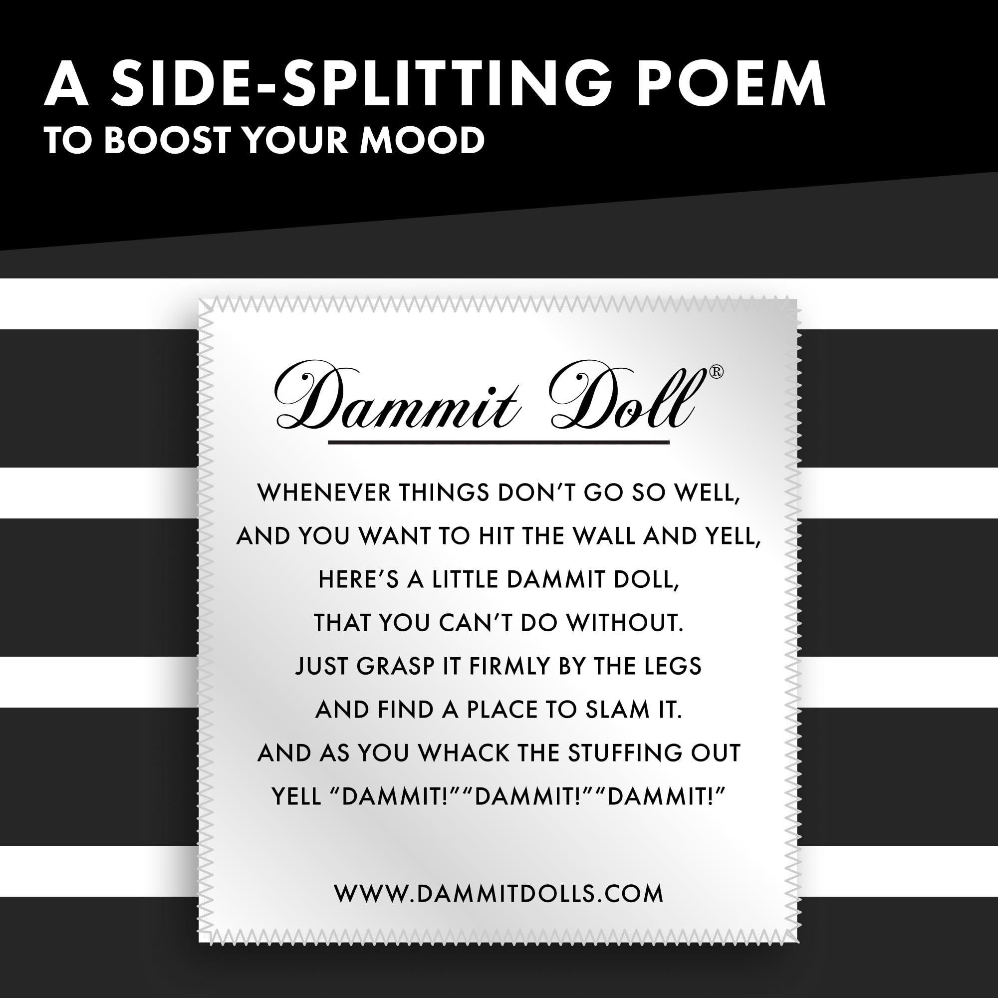 Dammit Doll embodies art is hard humor, a gag gift for creatives.