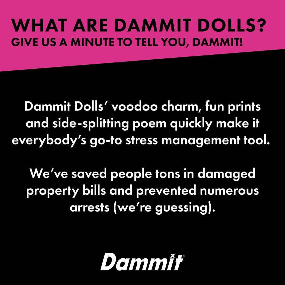 Dammit Doll Gift-ready packaging emphasizing humor for gifting.