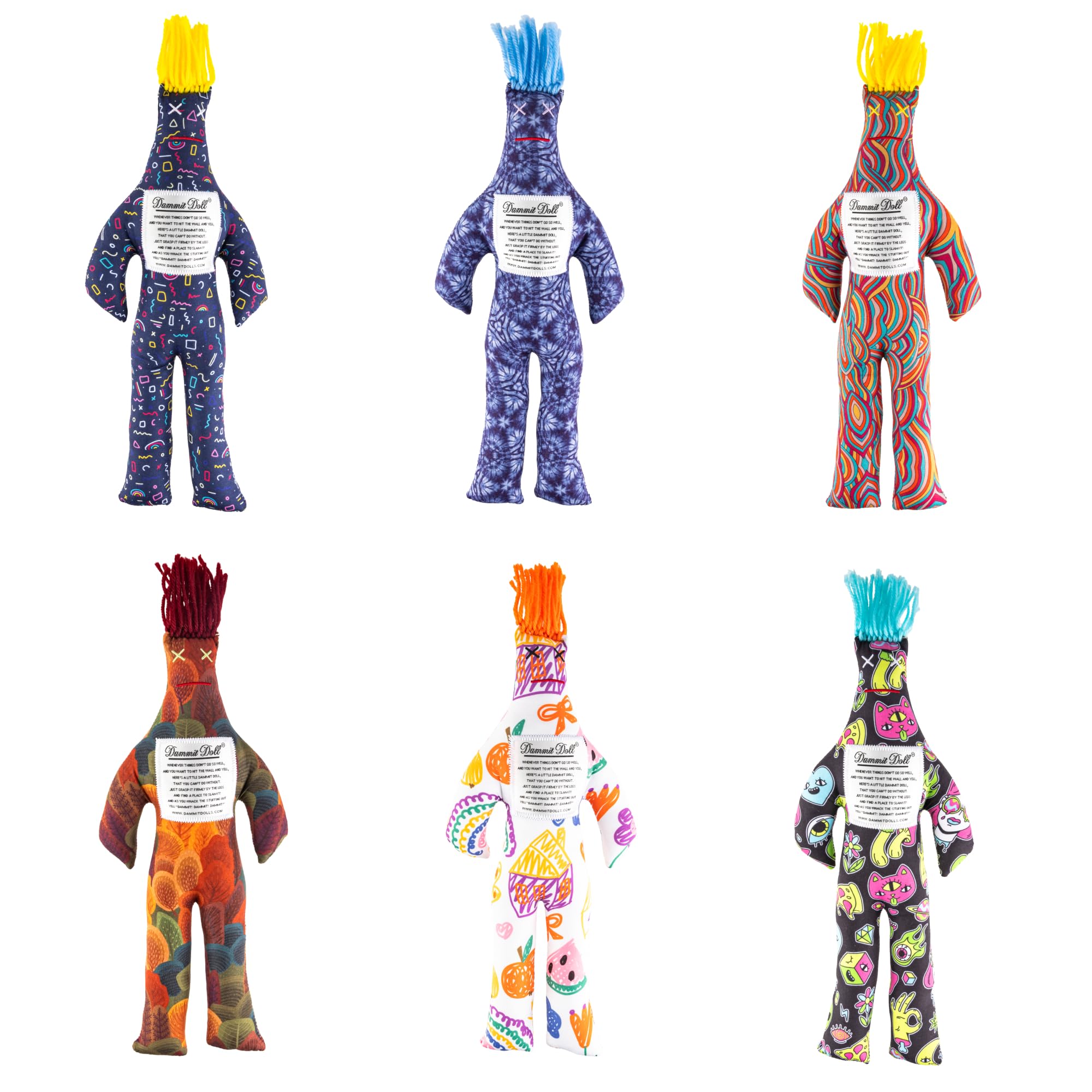 Dammit Doll random color pattern 1 for playful stress relief in adults.