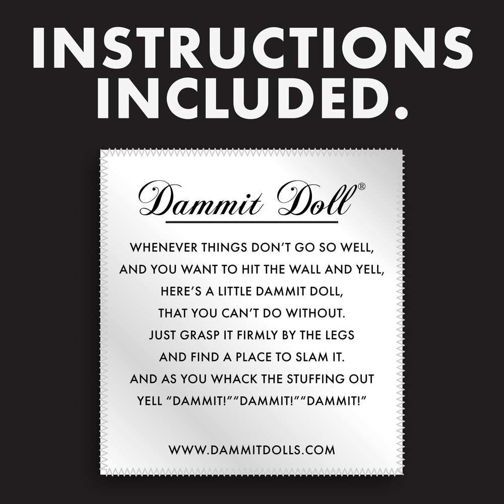 Soft plush Dammit Doll with safe, squeezable texture.
