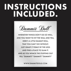 Soft plush Dammit Doll with safe, squeezable texture.