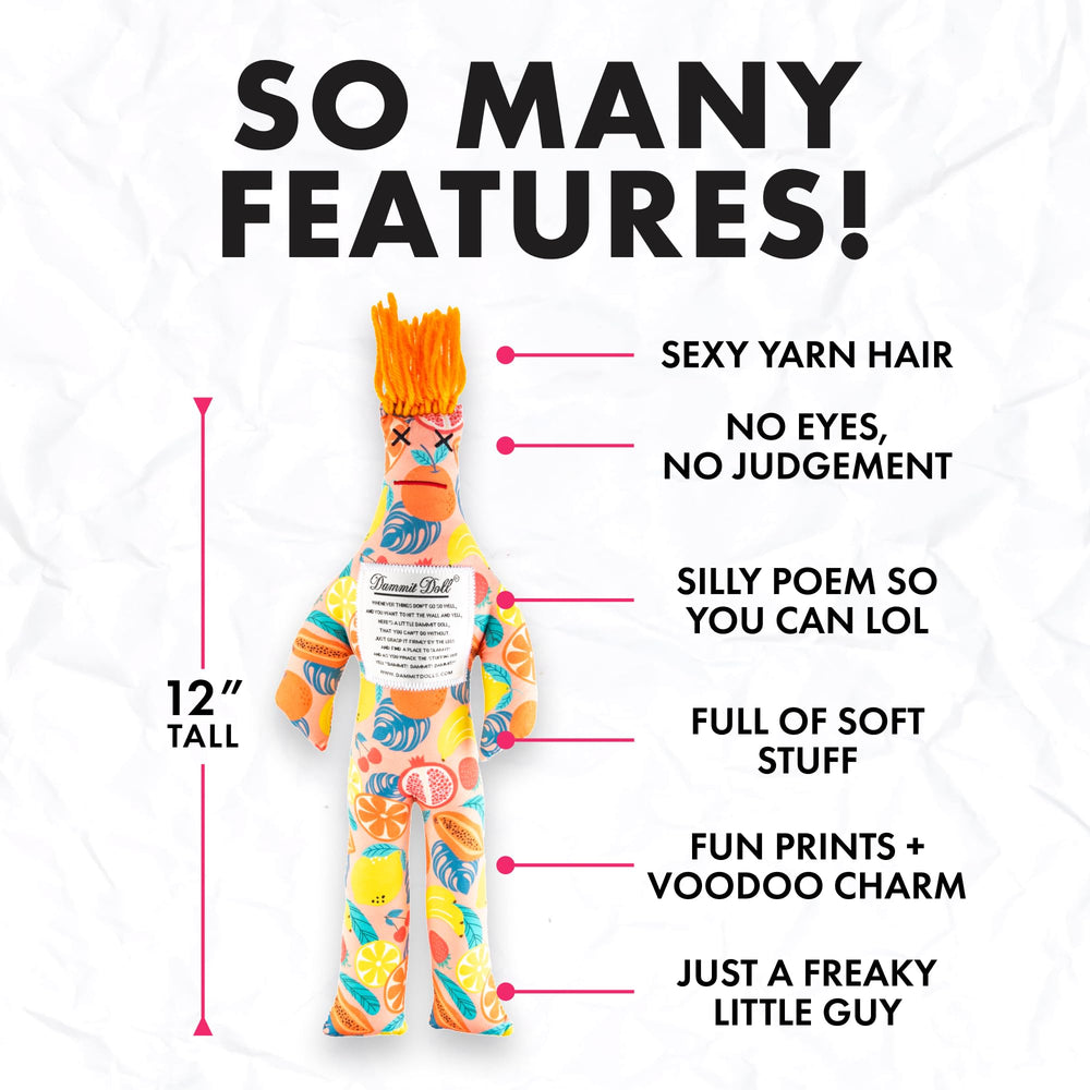 Dammit Doll packaging and color variety for gifting.
