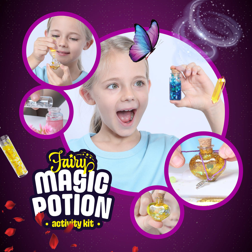Dan&Darci Fairy Magic Potion Kit mixing steps shown for easy crafting
