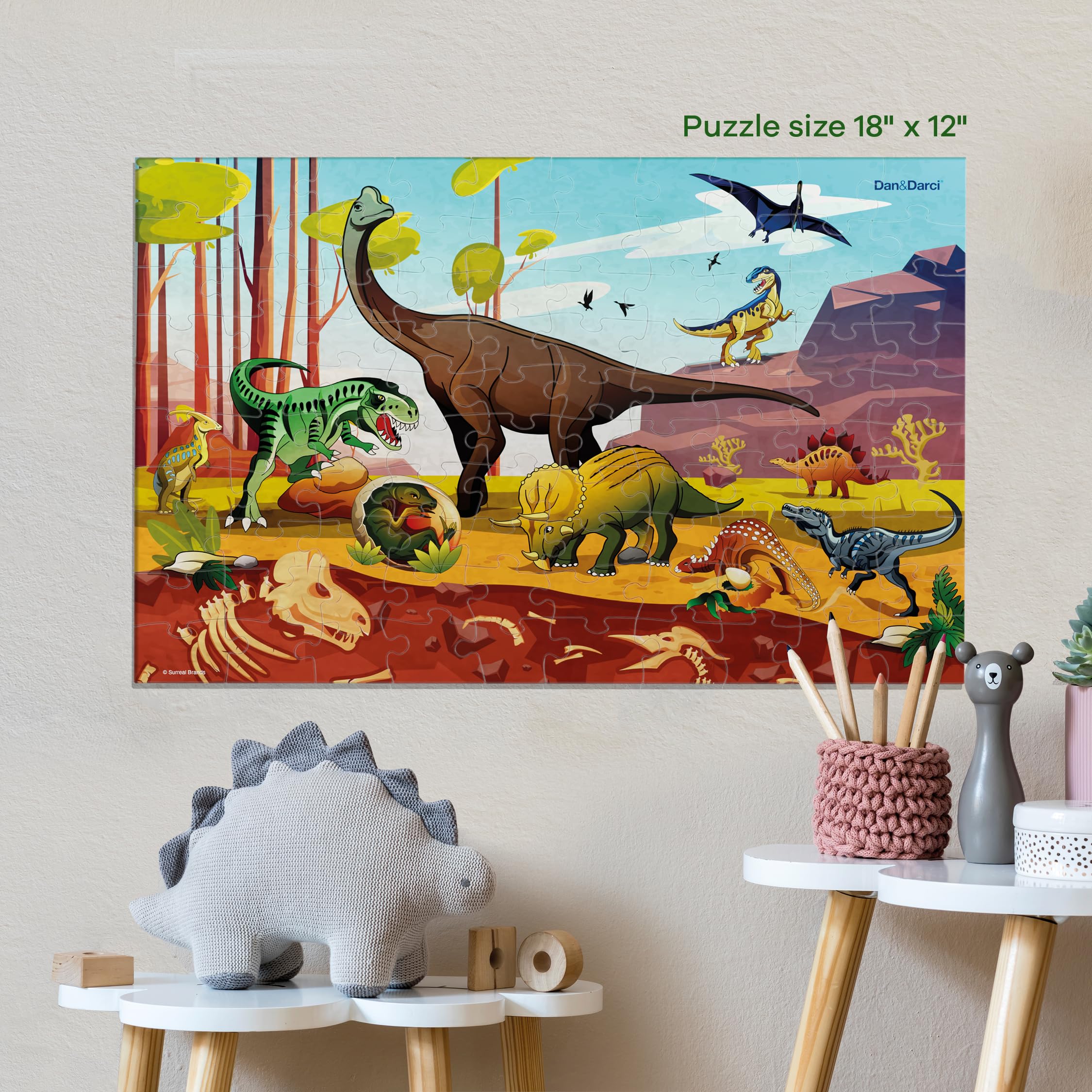 Dan and Darci glow dinosaur puzzle in the dark reveals radiant prehistoric scene