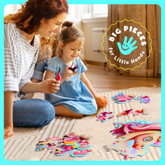 Dan&Darci Jumbo Shimmery Unicorn Puzzle with click-in-place pieces for smooth assembly.