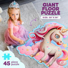 Dan&Darci Jumbo Shimmery Unicorn Puzzle pieces are large and durable for little hands.