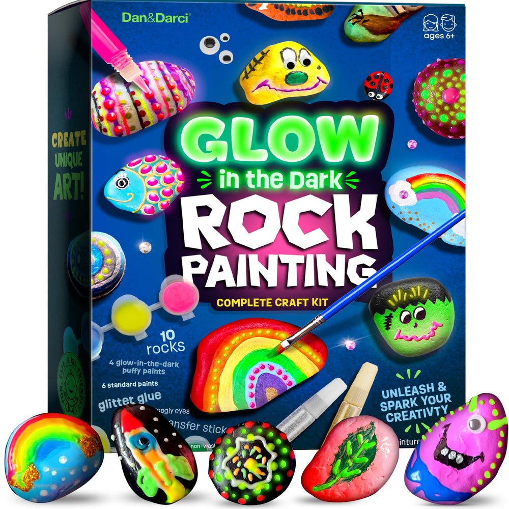 Dan&Darci glow-puffy-paints light up rocks for magical glow-in-the-dark art