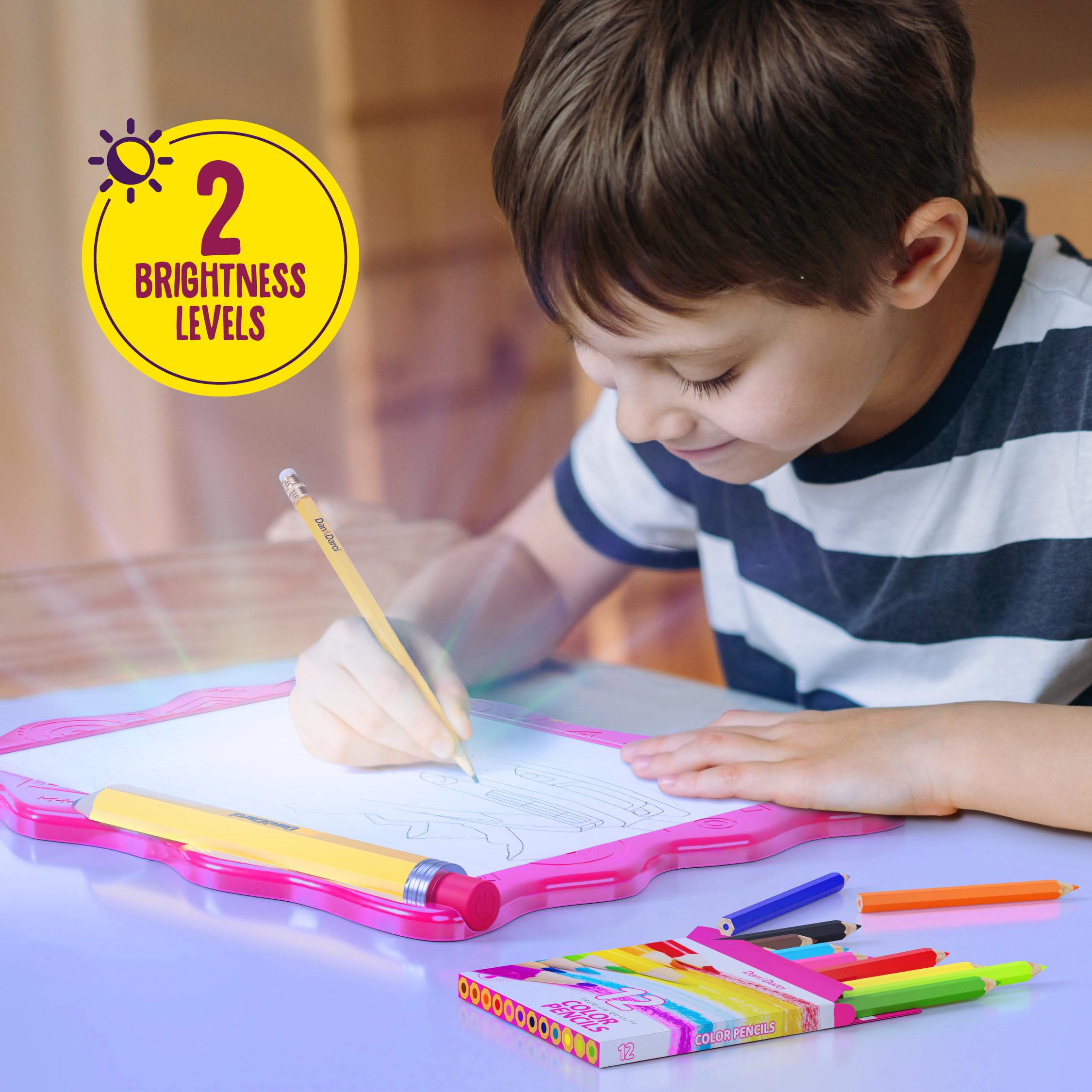 Dan&Darci Light Up Tracing Pad in use with LED guidance for clearer tracing