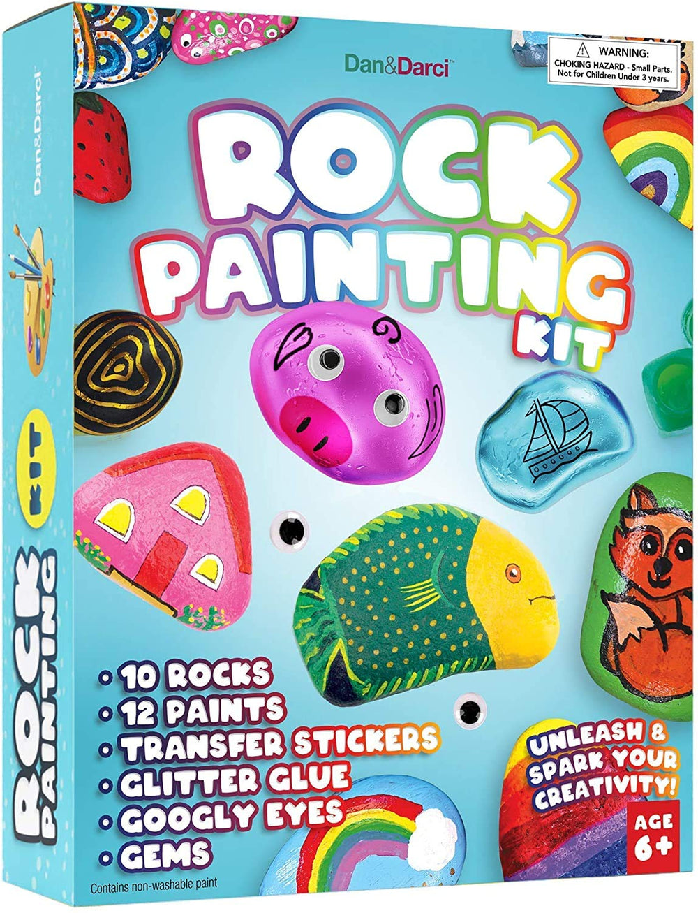 Dan&Darci rock painting kit supplies ready rocks for creative projects and colorful designs.