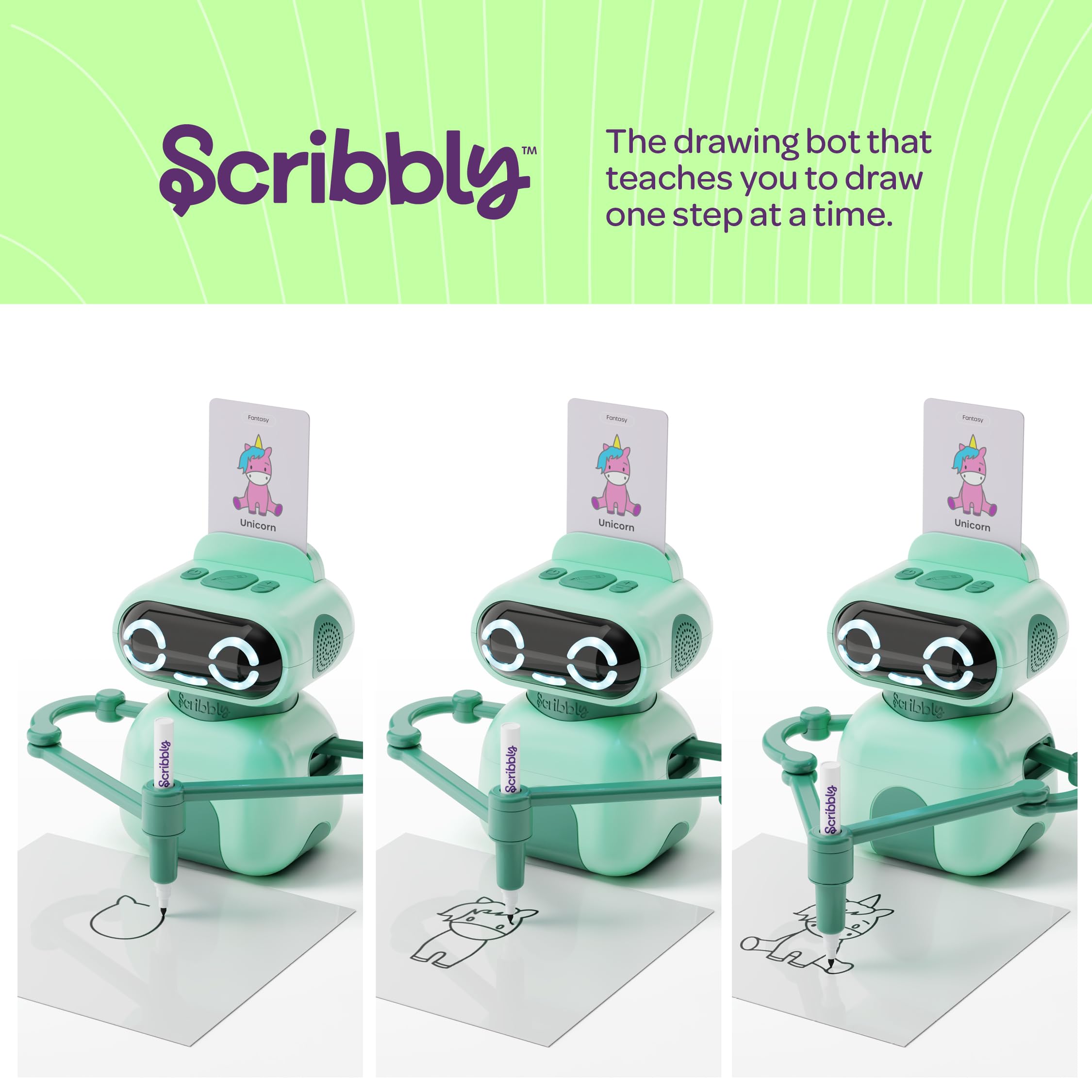 Dan&Darci Scribbly voice coach in action offering step-by-step drawing instructions