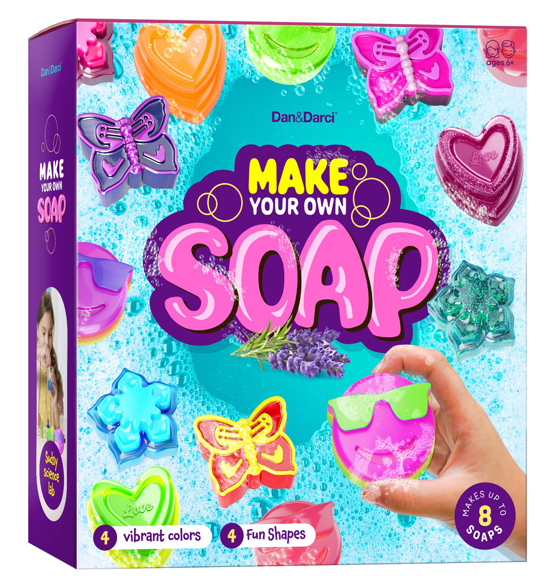 Dan&Darci soap making kit with eight colorful soap bases ready for creative crafts.