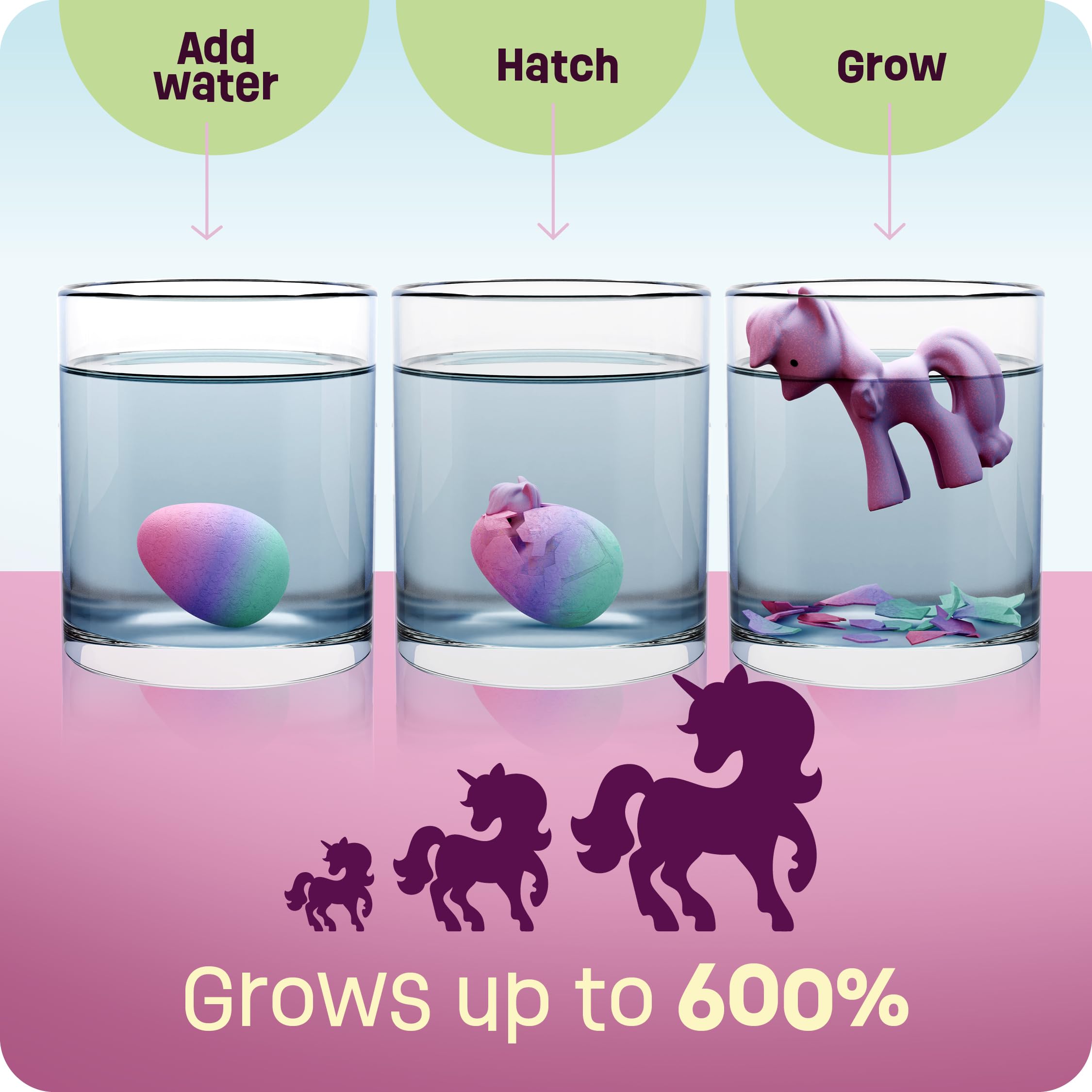 Dan&Darci unicorn grows up to 600% for a dramatic growth reveal during play.