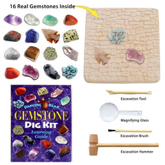 DANCING BEAR dig brick reveals 16 real gems for science play.