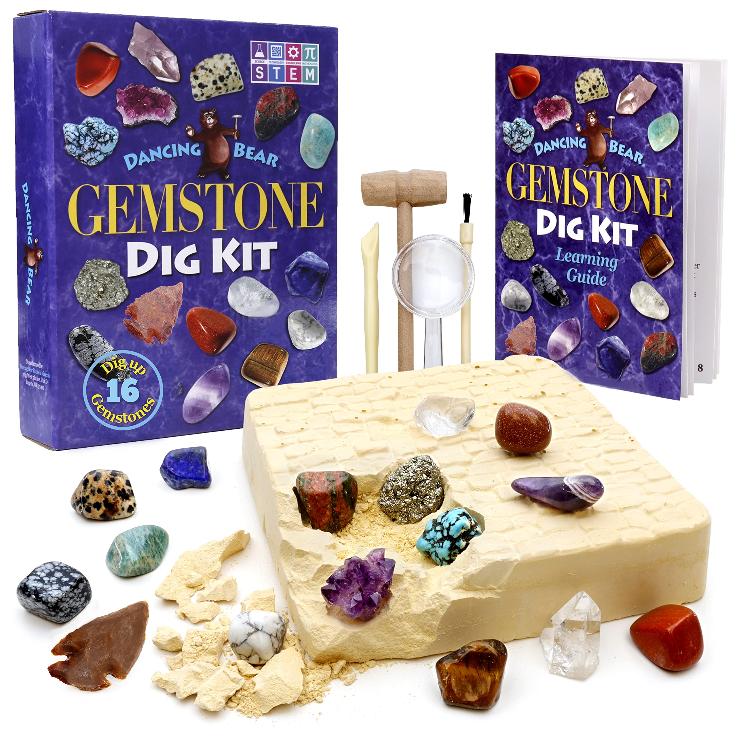 DANCING BEAR gem stone dig kit tools for hands-on treasure discovery.