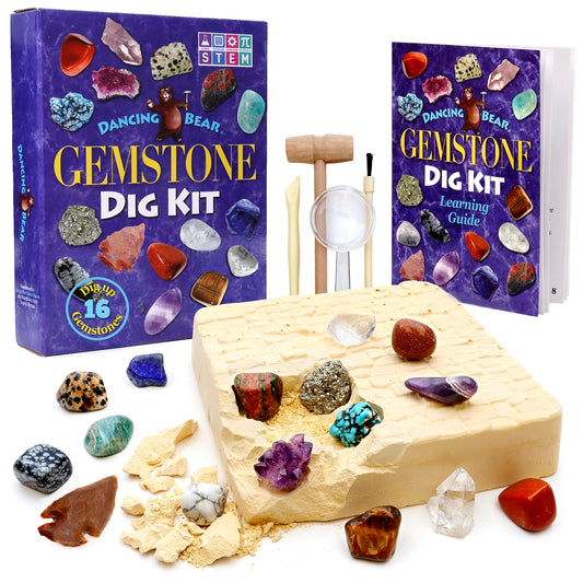 DANCING BEAR gem stone dig kit tools for hands-on treasure discovery.