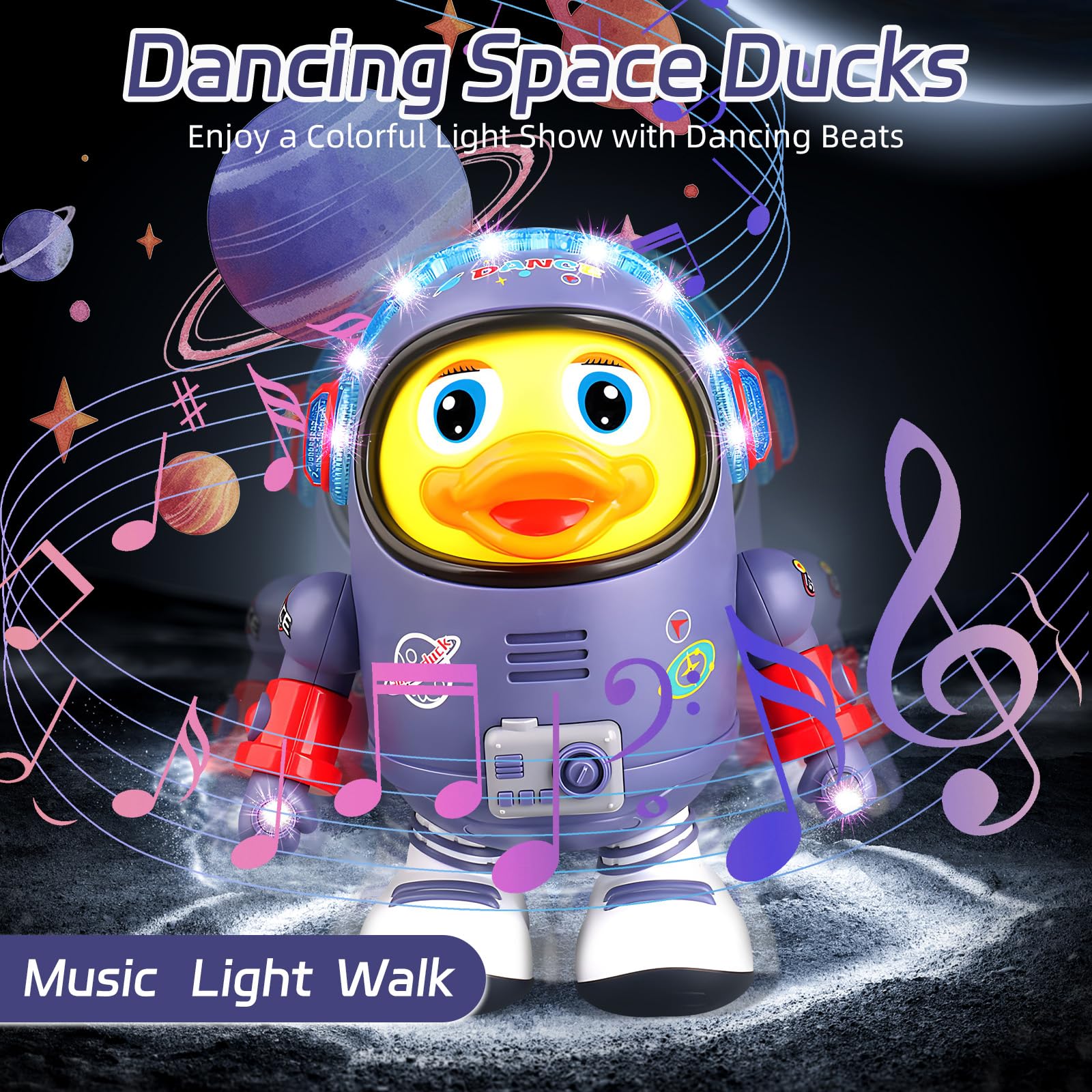 Dancing Space Duck Toy dancing right with music inviting chasing