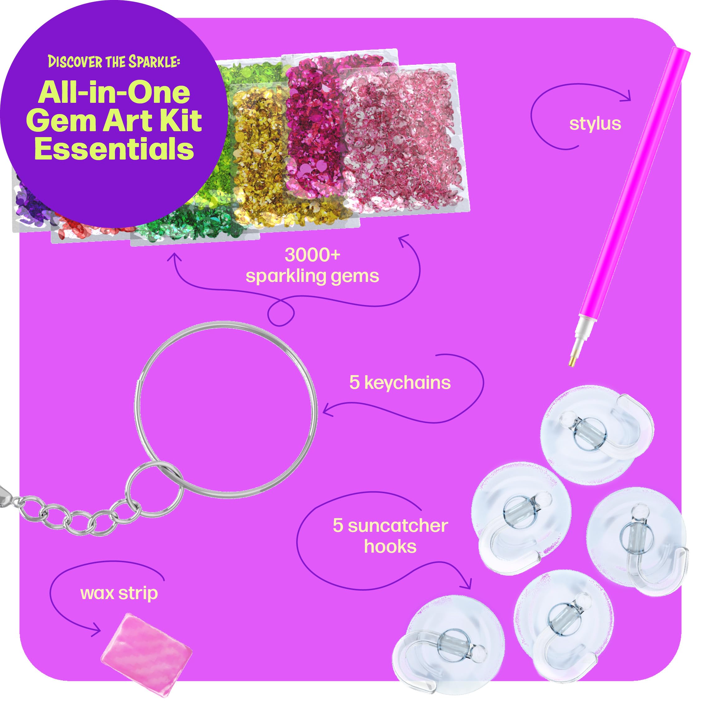 Dan&Darci Diamond Art Kit rainbow gems create vibrant color contrast for kids