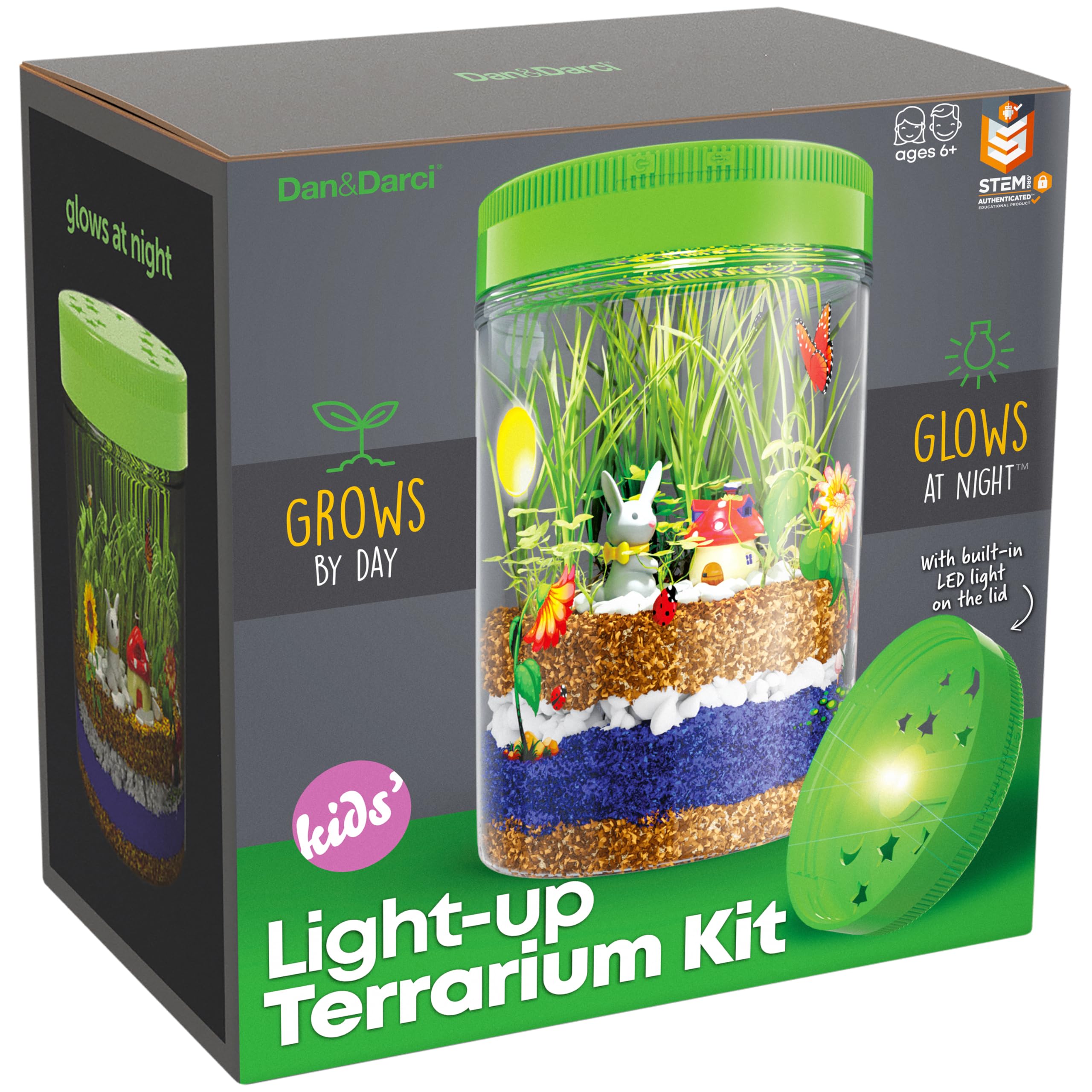 Dan&Darci light-up terrarium jar glows softly for nighttime tabletop ambience.