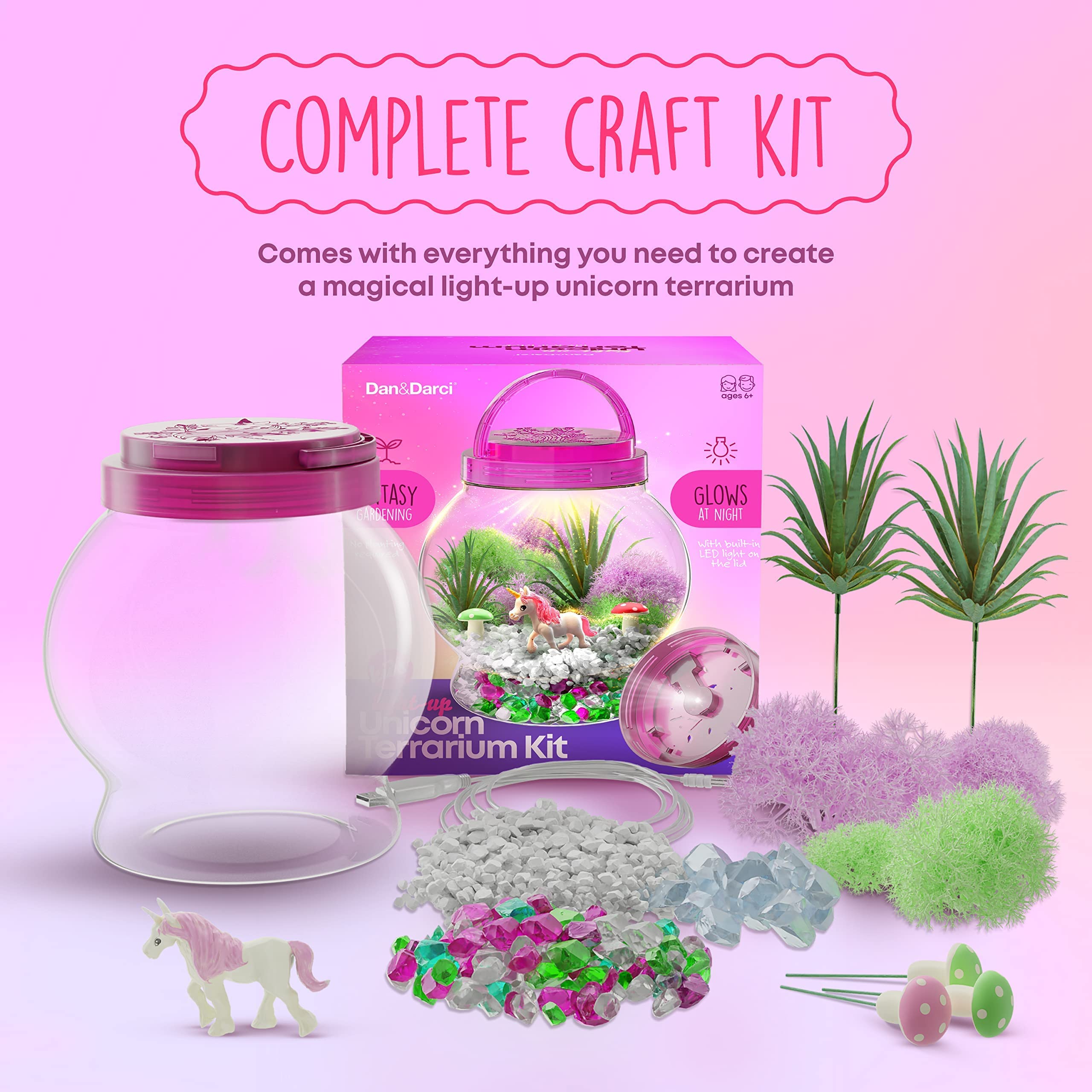 Dan&Darci terrarium lid with handle illuminates the scene for cozy play