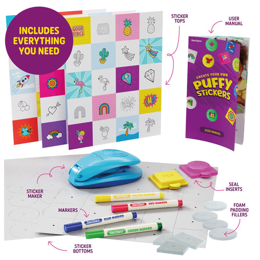 Dan&Darci Puffy Sticker Maker Kit in action with kids pressing inserts.