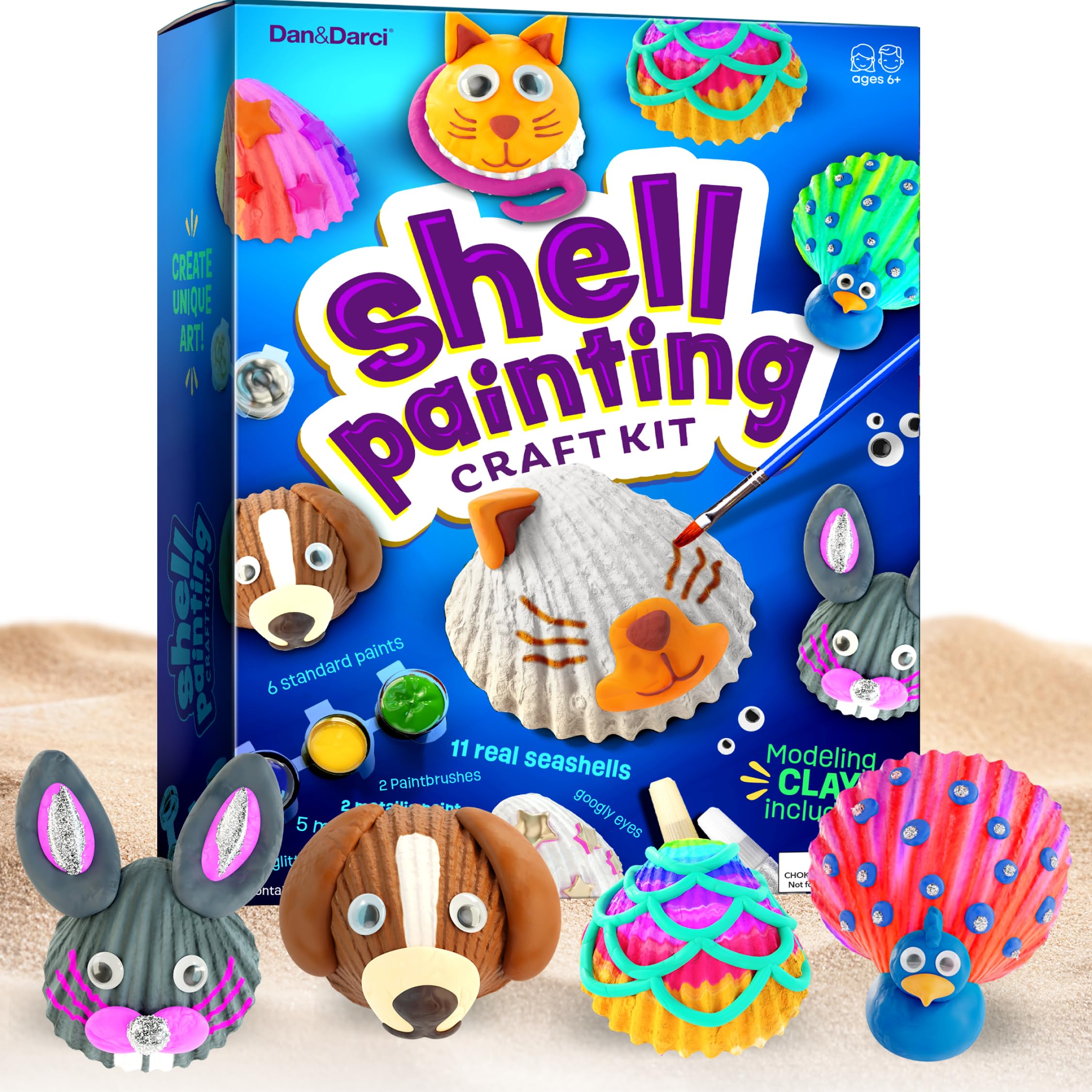 Dan&Darci seashell painting kit contents ready for imaginative crafts on real shells