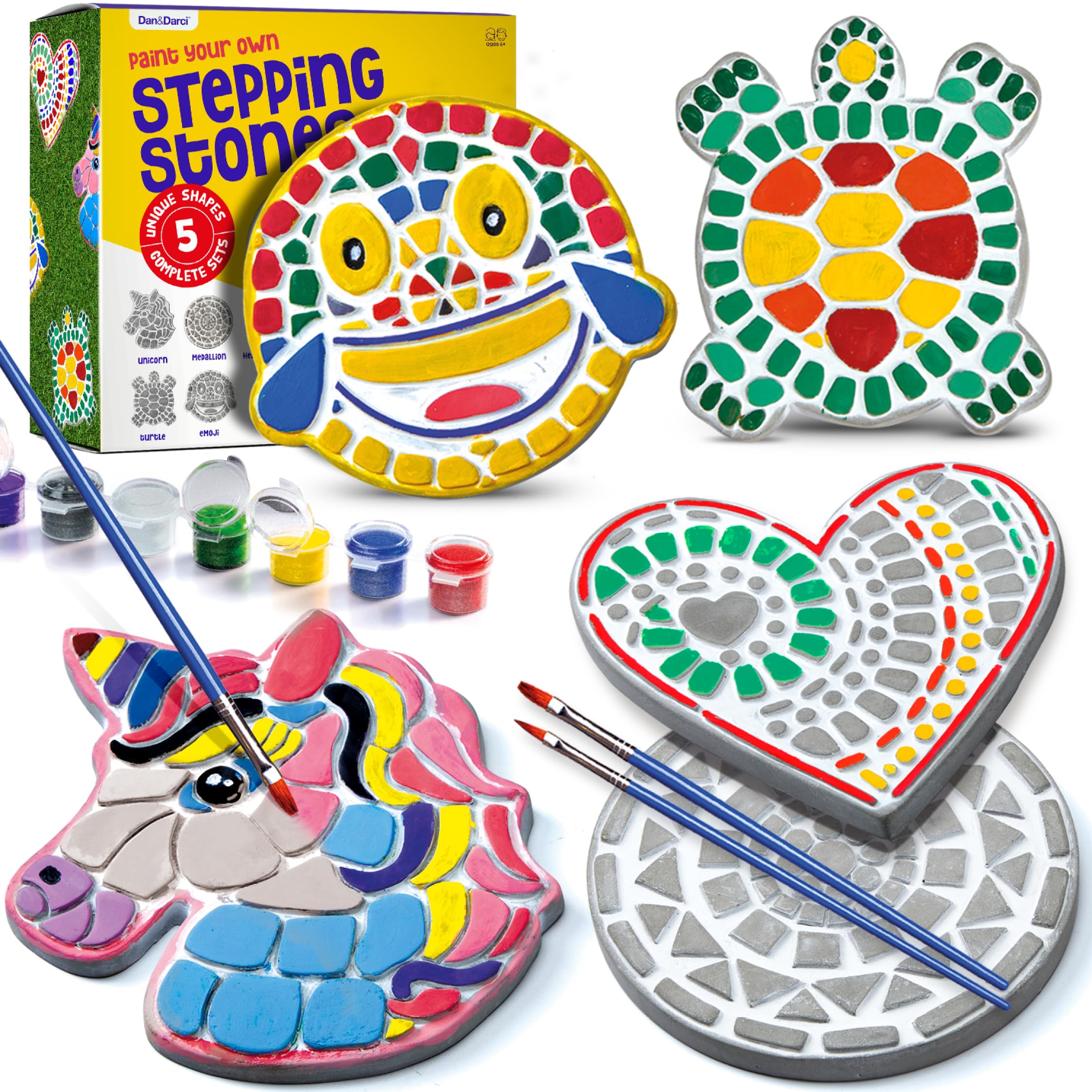 Dan&Darci unicorn stepping stone being painted outdoors for imaginative play