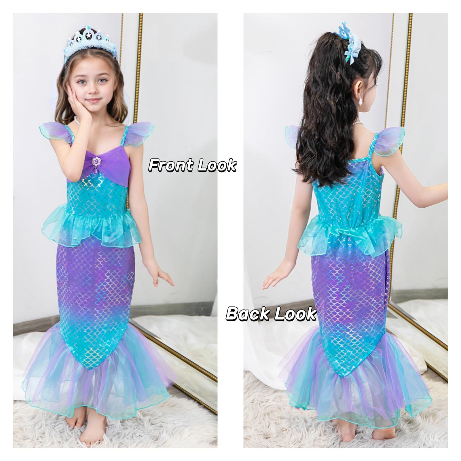 Danvren mermaid dress suitable for Halloween costume and celebrations