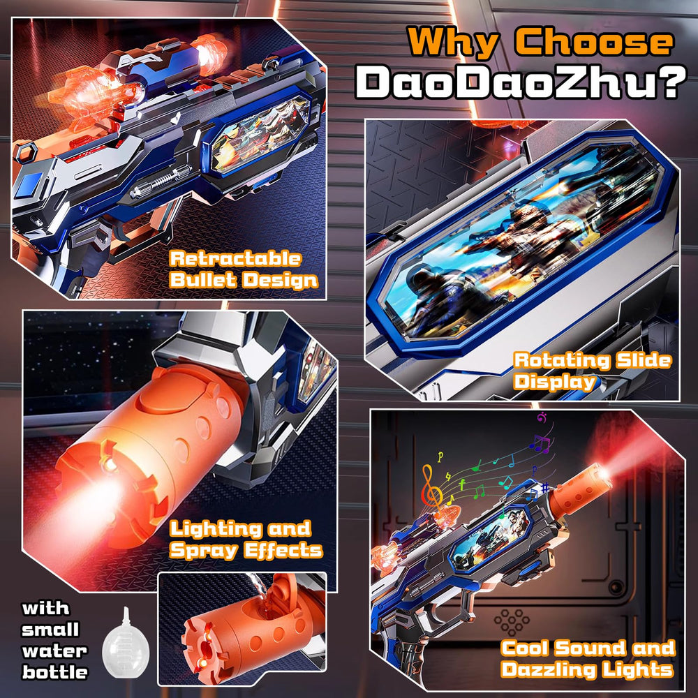 DaoDaoZhu toy gun with sound effects and rotating slide display for interactive pretend play
