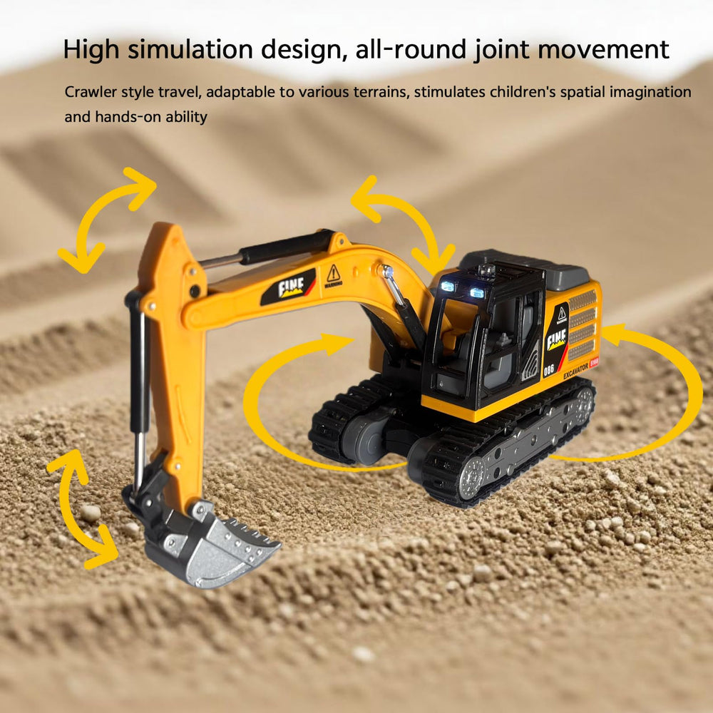 DAOGU 1:64 scale excavator on a desktop scene for quick creative sessions.