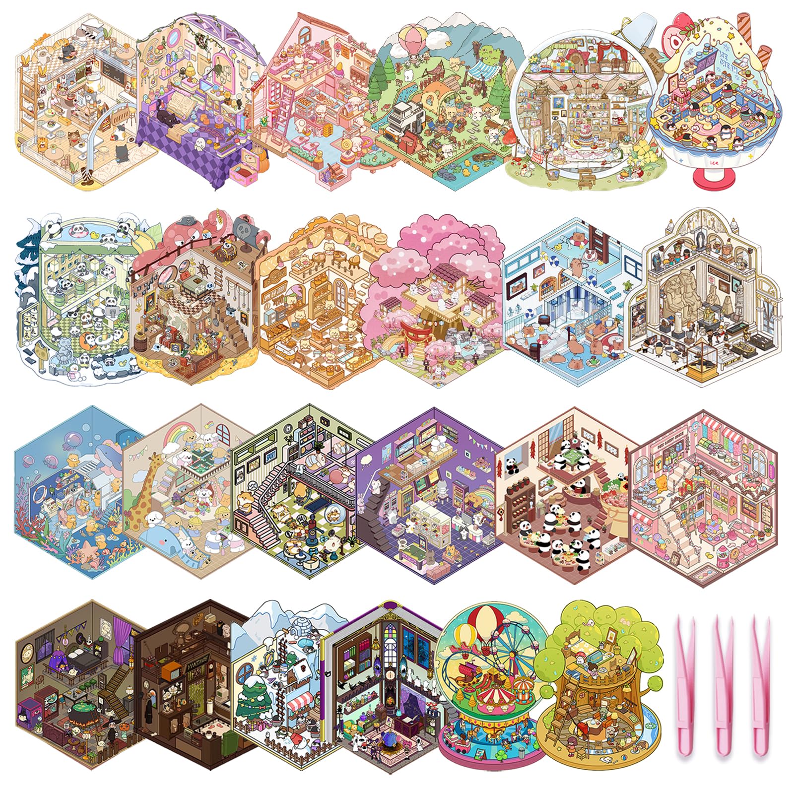 DAPUTOU 3D scene kit box for imaginative play and decorative mini-world creation.