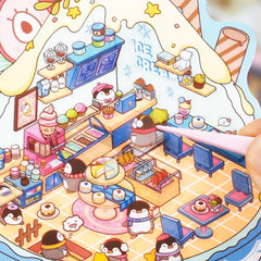 DAPUTOU retail store scene stickers enhance pretend shopping play.