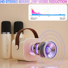 Darkant Mini Karaoke LED light show enhances party ambiance.