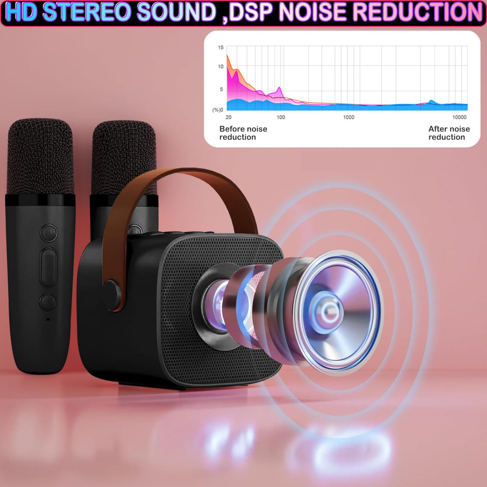 Darkant mini karaoke machine with Bluetooth connection for wireless streaming.