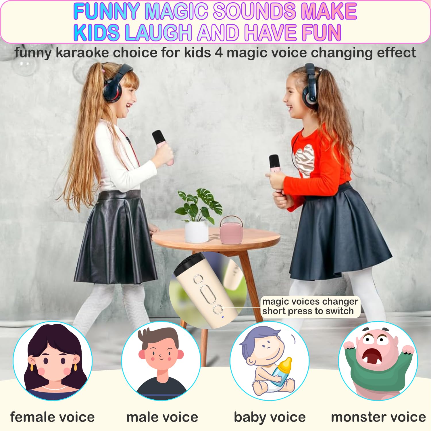 Darkant Mini Karaoke with two wireless microphones for family duets.