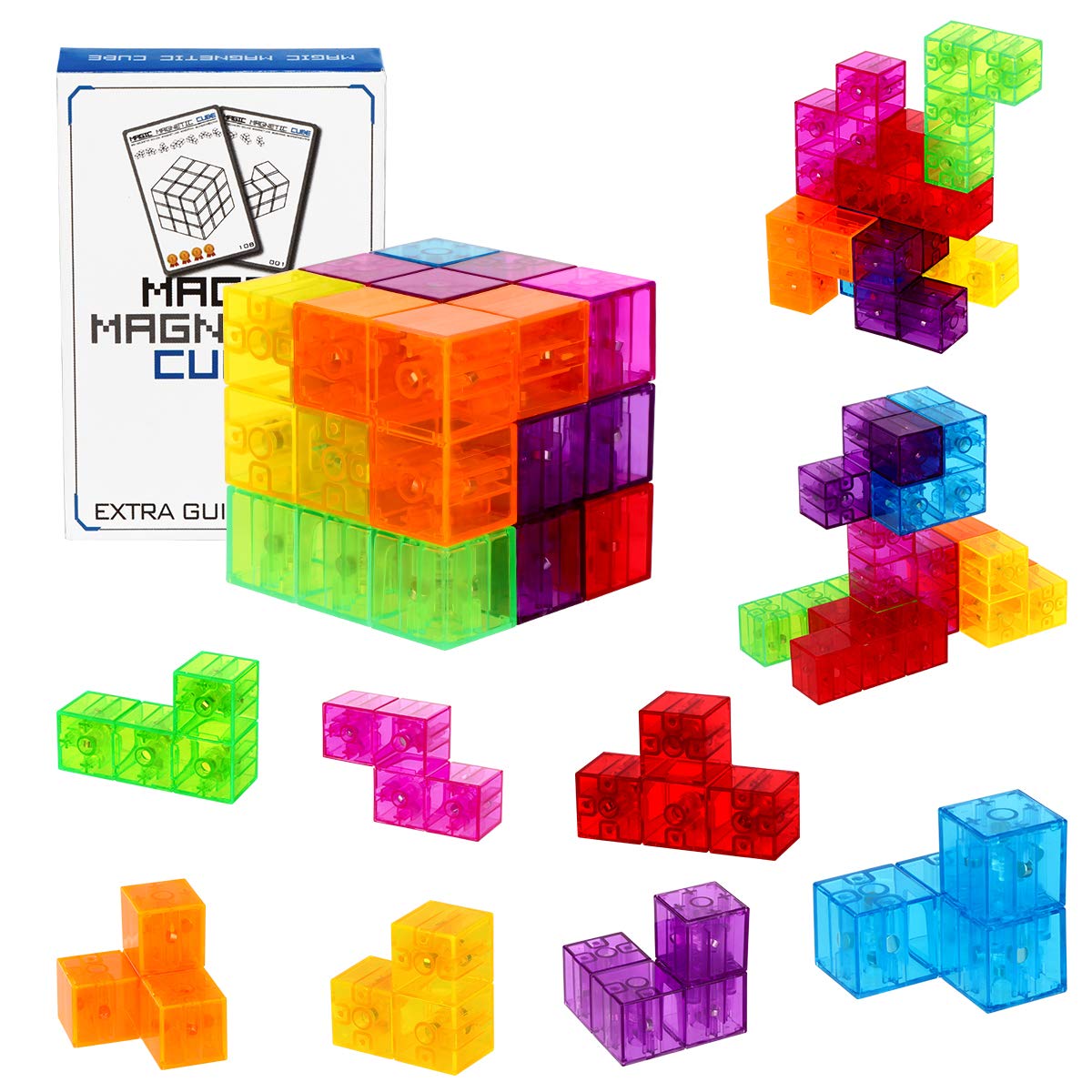 DASDAX Magic Magnetic 3D Cubes front view, colorful blocks for imaginative play