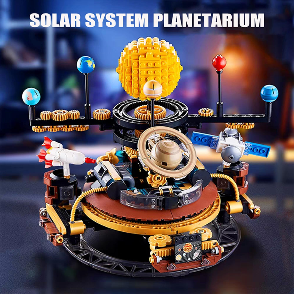 Earth-Sun rotation demonstration with a crank helps visualize celestial motion safely.