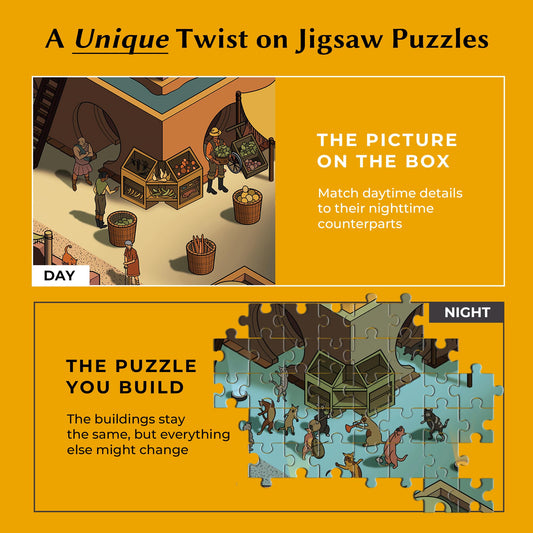 Da Vinci's Room Time Warp Night-Magic puzzle captures mysterious hues for an immersive evening activity.