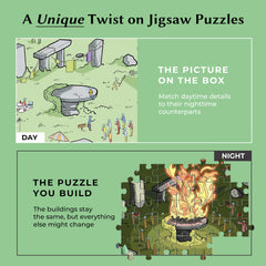 Da Vinci's Room Time Warp day-to-night puzzle reveals a magical night scene as you assemble.