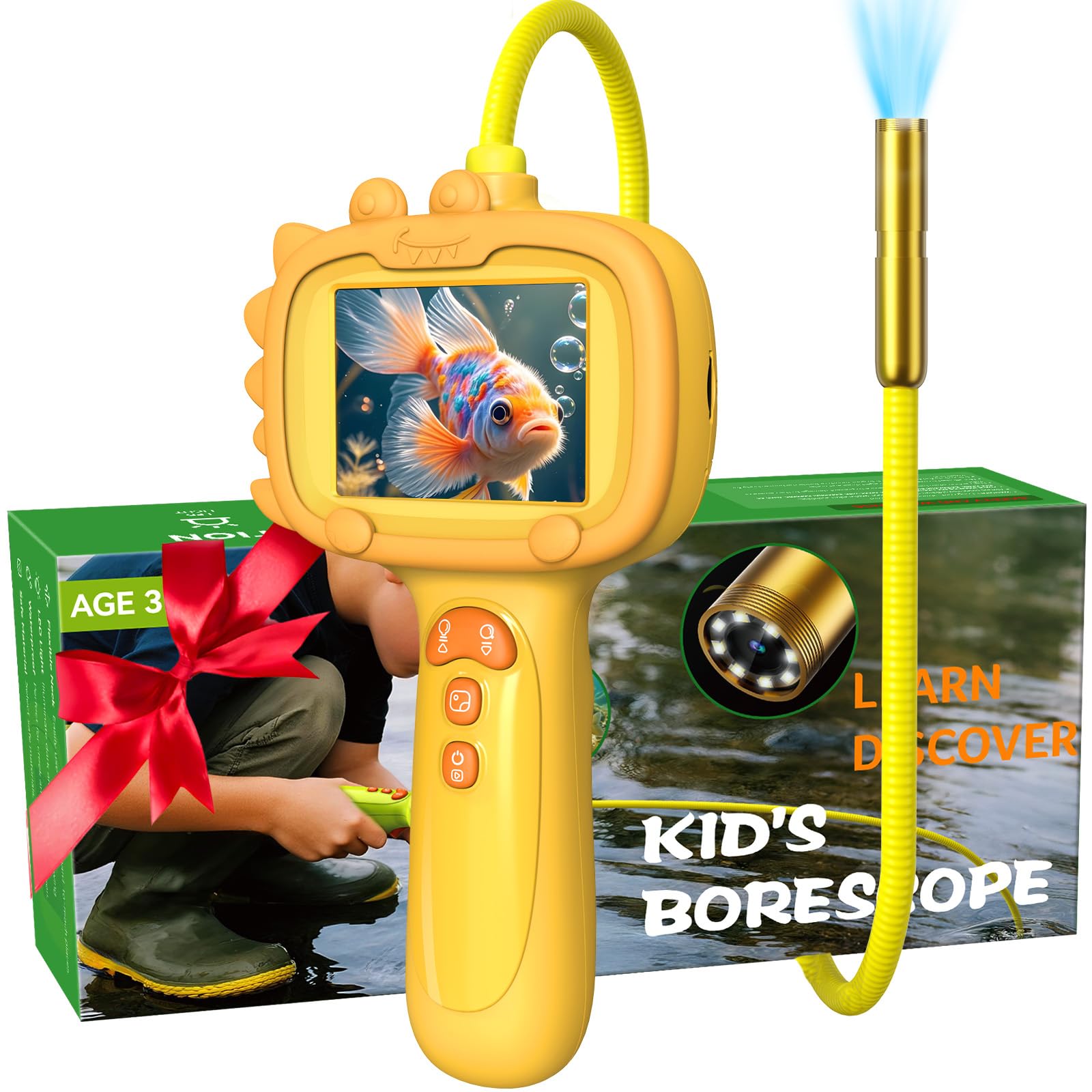 Daxiongmao borescope for kids with 2.6ft snake tube for real-time exploration