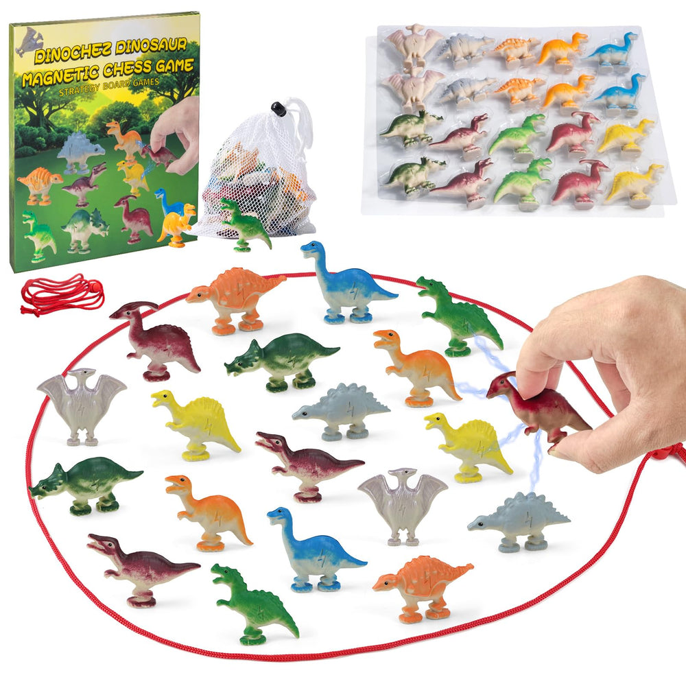 Dayingjiang Dinochez dinosaurs magnetic chess setup for portable family play.