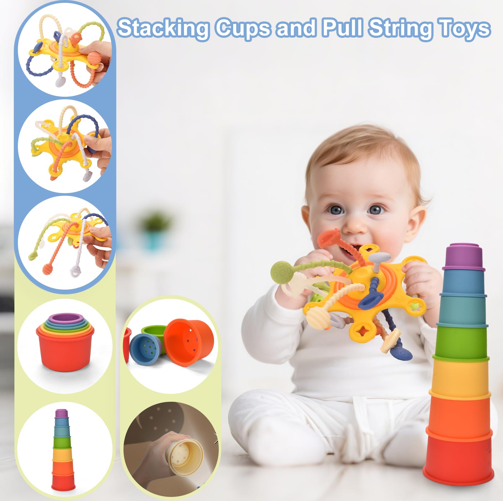 Dazhshun tissue box toy offers sensory crunch and visual interest.