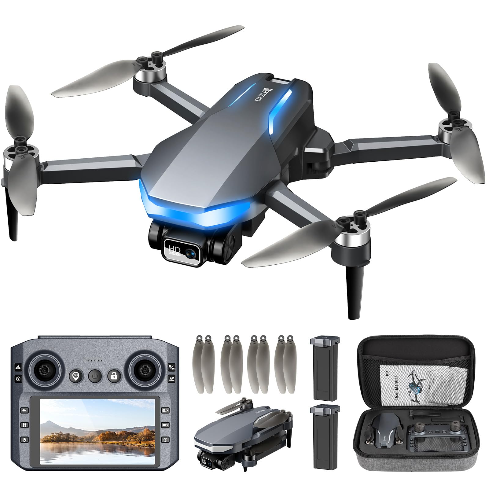 Dazlen GPS Drone with 2K camera captures smooth aerial footage of landscapes