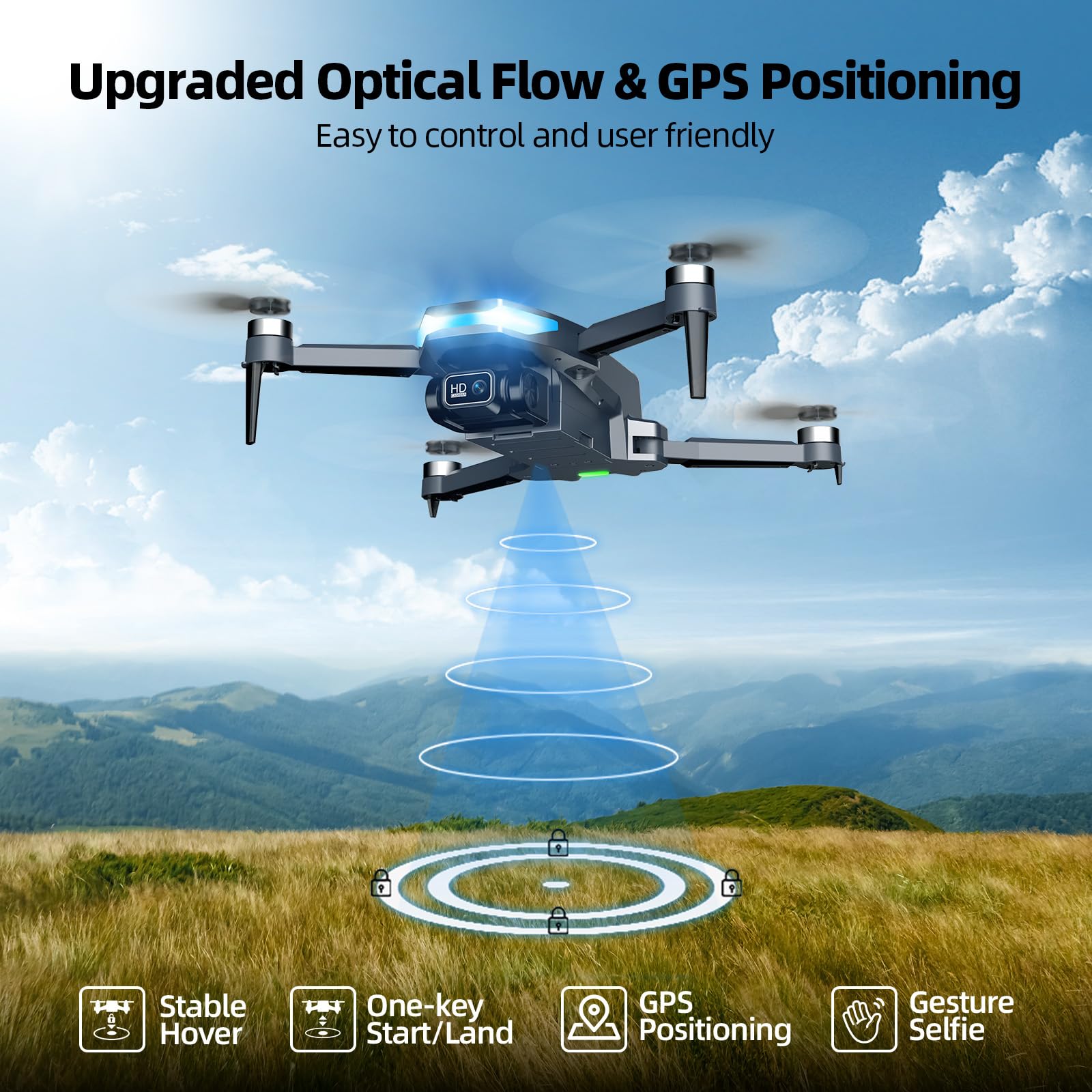 Dazlen foldable drone for travel with included carrying case