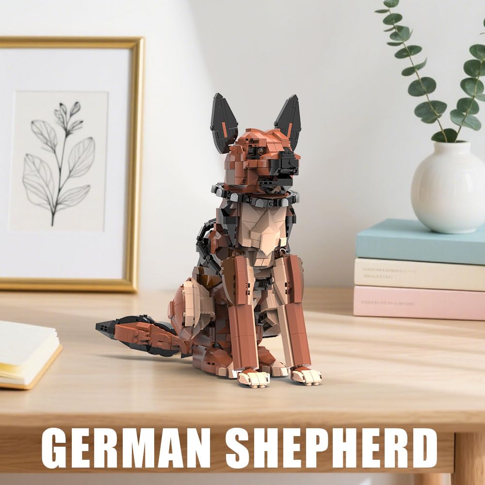 DBBBRIXIFY German Shepherd building set assembly parts ready for planning the build.