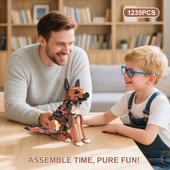 DBBBRIXIFY German Shepherd building set desk display option for home or office.