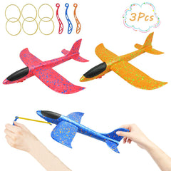 DC-BEAUTIFUL red foam airplane from the 3 pack ready for outdoor flight with string launch