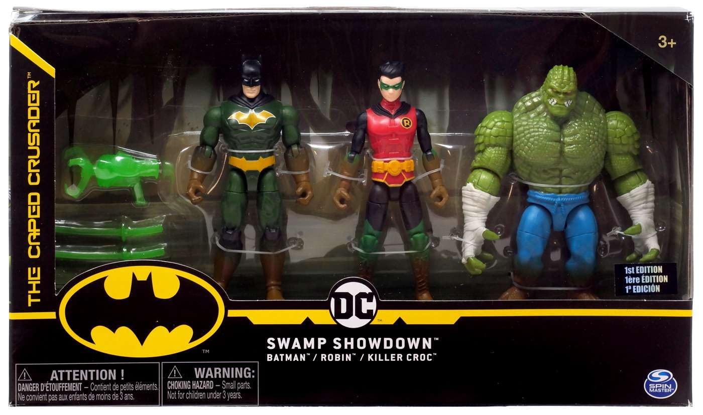 The Caped Crusader DC Swamp Showdown action figure in dynamic pose for imaginative play