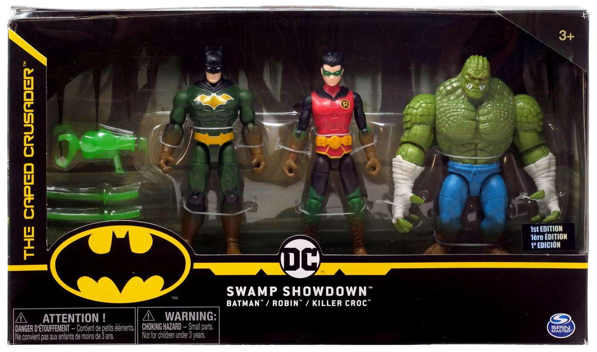 The Caped Crusader DC Swamp Showdown action figure in dynamic pose for imaginative play