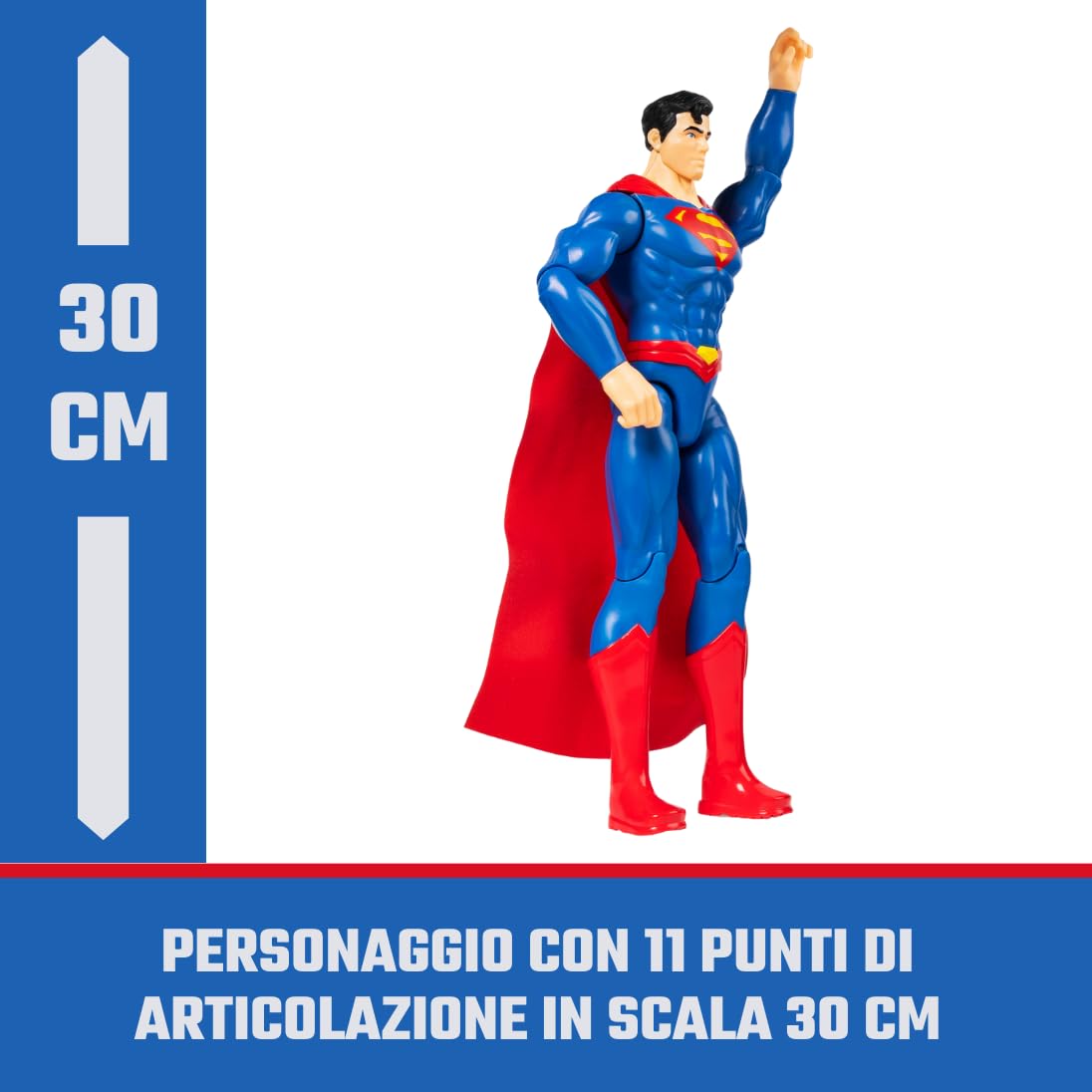 DC Comics 12-Inch Superman figure with cloth cape detail for authentic styling.
